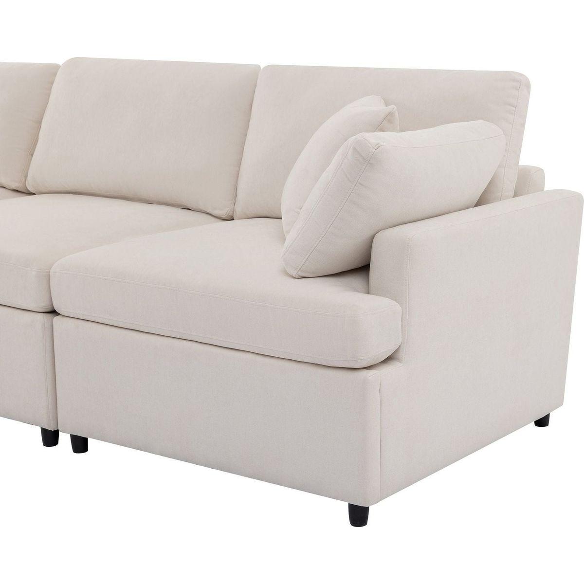 Modern Large U-Shape Sectional Sofa, with Removable Ottomans for Living Room (6-Seater)