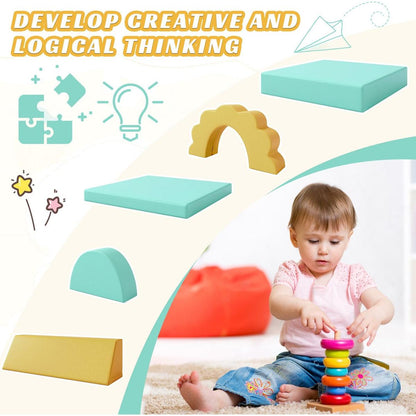 10PCS Kids Couch for Playroom, Baby Climbing and Crawl Foam Play Set, Foam Climbing Blocks Convertible Sofa, Kids Play Couch, Indoor Climbing Structure for Toddlers, Infant, Kids, Pre-school