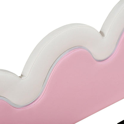 Twin Extending Daybed with LED Lights, Modern Upholstered Princess Daybed With Crown Headboard,White - Streamdale Furniture