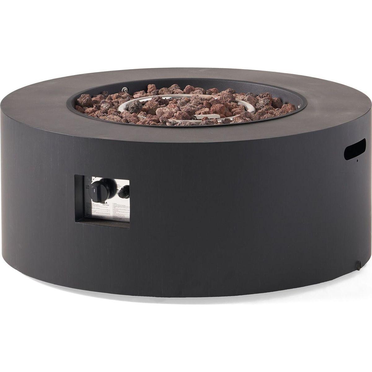 Patio Gas-burning Fire Pit Outdoor Iron Propane Fireplace, 32" Round Fire Pit - 40,000 BTU, Tank outside, Dark Grey