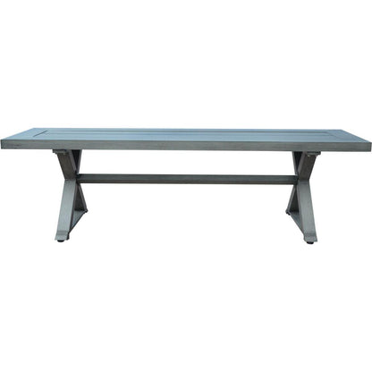Modern Outdoor Aluminum Dining Bench, Dark Gray