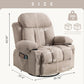 Swinging recliner massage heated sofa, with USB and 2 cup holders in side pockets, PackageA and B (Beige fabric)