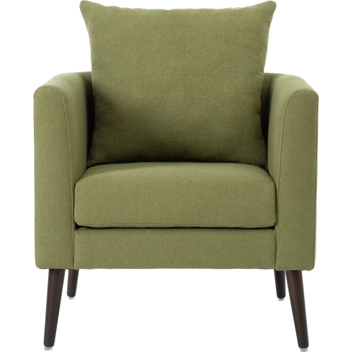 Barrel Chair, Modern Accent Chair, Fabric Armchair Club Chair,Upholstered Arm Chair with Solid Wood Legs,Waist Pillow,Padded Single Chair for Living Room/Bedroom/Study/Waiting Room,Olive Green