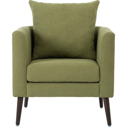 Barrel Chair, Modern Accent Chair, Fabric Armchair Club Chair,Upholstered Arm Chair with Solid Wood Legs,Waist Pillow,Padded Single Chair for Living Room/Bedroom/Study/Waiting Room,Olive Green
