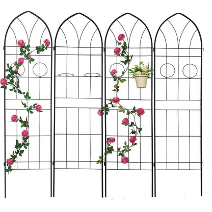 4 Pack Metal Garden Trellis 78.7" x 19.7" Rustproof Trellis for Climbing Plants Outdoor Flower Support Black