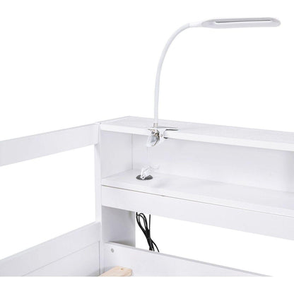 Twin XL Wood Daybed with 2 Trundles, 3 Storage Cubbies, 1 Light for Free and USB Charging Design, White