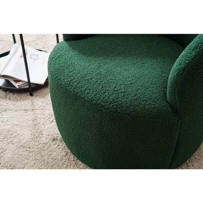 Teddy Fabric Swivel Accent Armchair Barrel Chair With Black Powder Coating Metal Ring,Dark Green