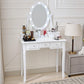 Makeup Vanity Desk and Stool Set, Vanity Mirror with Lights and Table Set, Small Vanity Table for Bedroom (White)