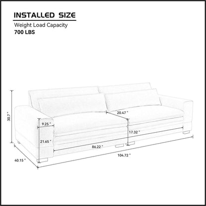 Mid-Century Sofa Couch Modern Upholstered Couch for Livingroom,Bedroom, Apartment, Home Office Beige