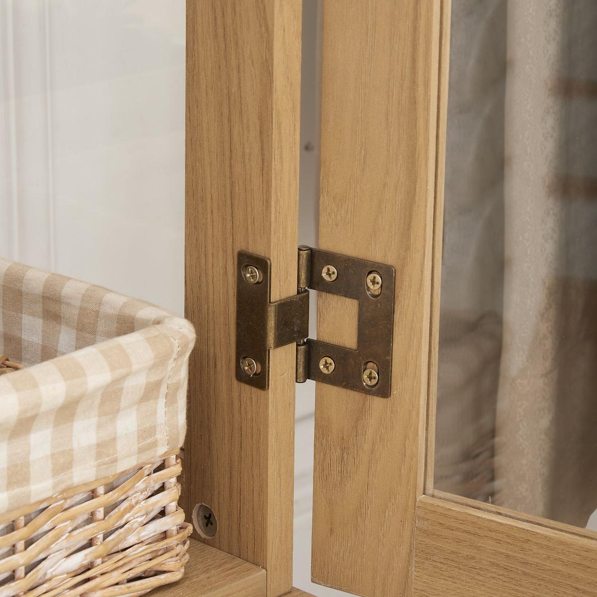 2 Doors Curio Cabinet with Tempered Glass Doors, Curio Cabinets with Mirrored Back Panel and Adjustable Shelves, Lighted Display Cabinet for Home, Office Light Bulb Included OAK