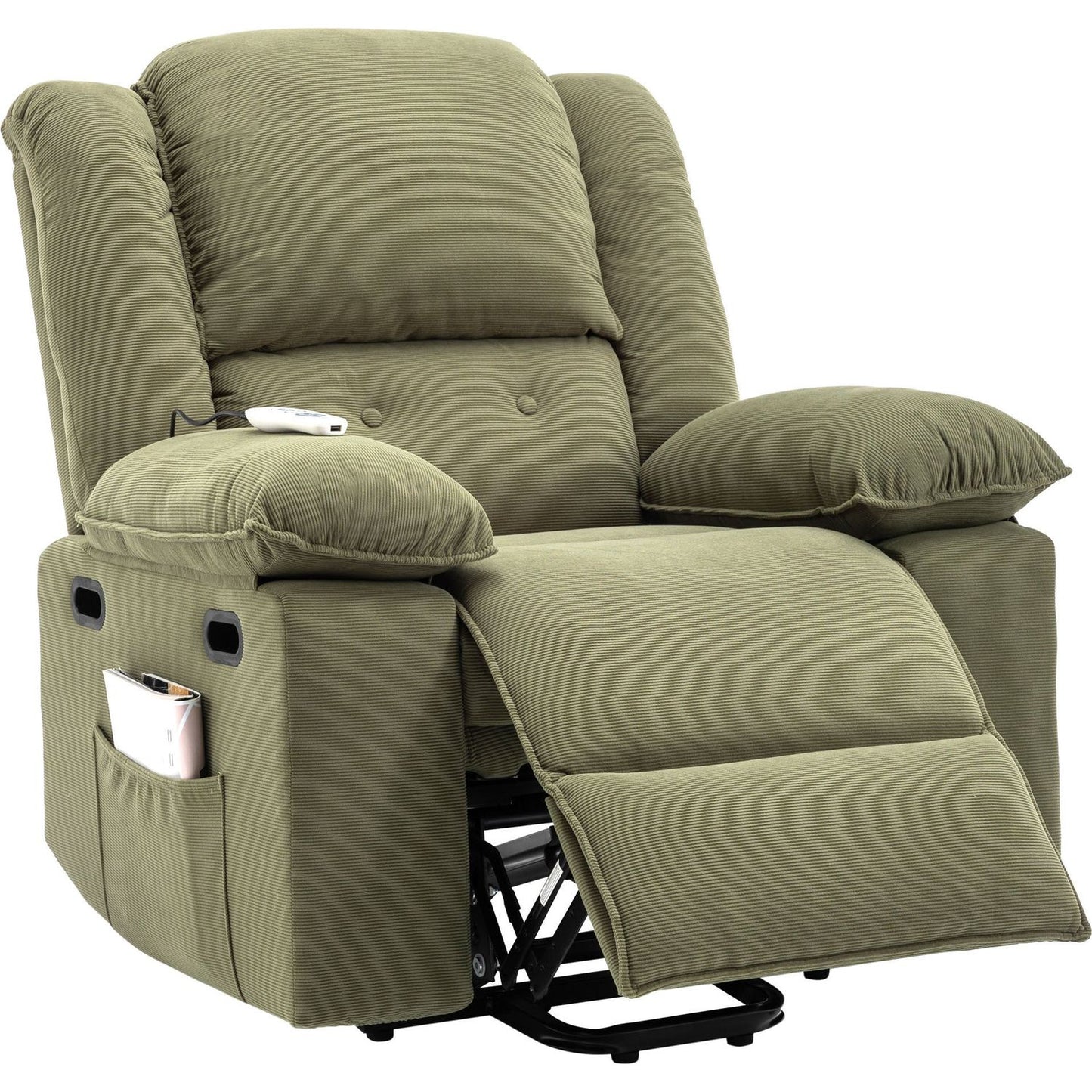 Massage Recliner,Power Lift Chair for Elderly with Adjustable Massage and Heating Function,Recliner Chair with Infinite Position and Side Pocket for Living Room, Green