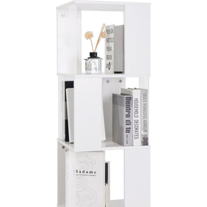 6 tier Rotating Bookshelf, Floor Rack Simple Bookcase with Acrylic plate Student Multi-Function Creative Bookshelf for Living Room