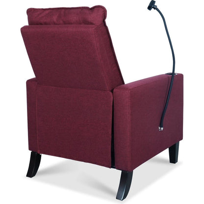 Recliner Chairs for Adults, Adjustable Recliner Sofa with Mobile Phone Holder & Cup Holder, Modern Reclining Chairs Fabric Push Back Recliner Chairs for Living Room, Bedroom, RED