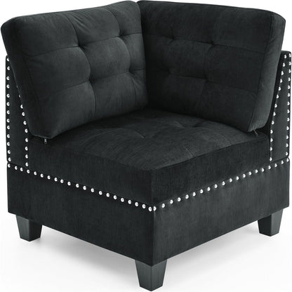 U shape Modular Sectional Sofa,DIY Combination,includes Four Single Chair and Two Corner,Black Velvet.