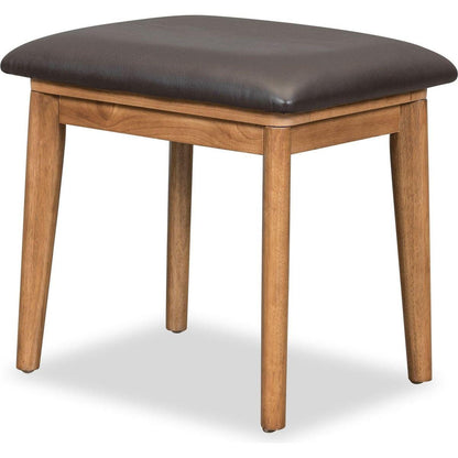 43.3" Classic Wood Makeup Vanity Set with Flip-top Mirror and Stool, Dressing Table with Three Drawers and storage space, Brown