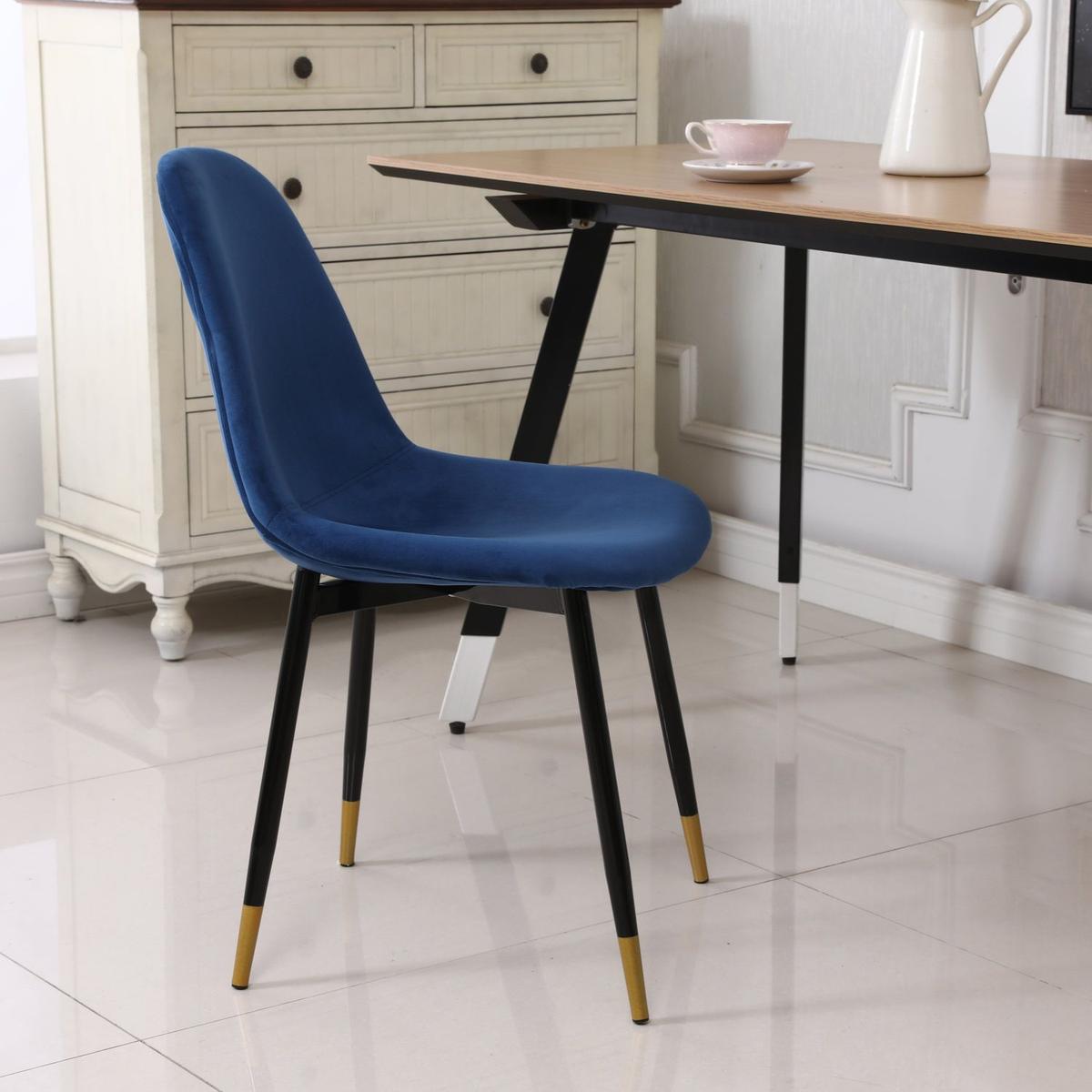 Lassan Contemporary Fabric Dining Chairs, Set of 4, Blue