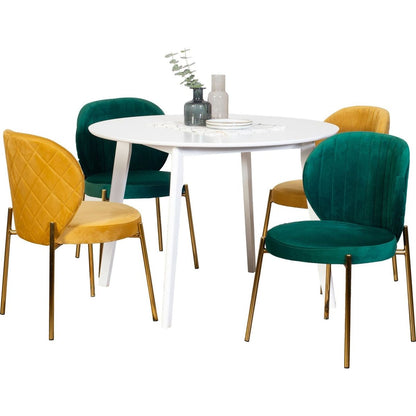 Amoa Contemporary 5-Piece Dining Set, White Round Dining Table with 4 Chairs