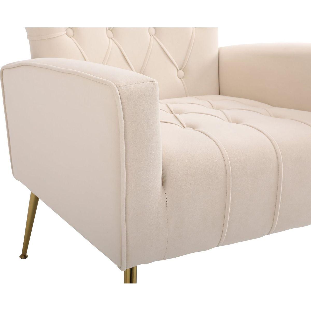 Modern Accent Chair with Ottoman, Comfy Armchair for Living Room, Bedroom, Apartment, Office (Beige)