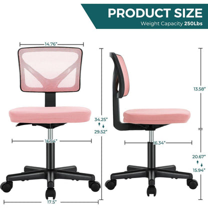 Armless Desk Chair Small Home Office Chair with Lumbar Support