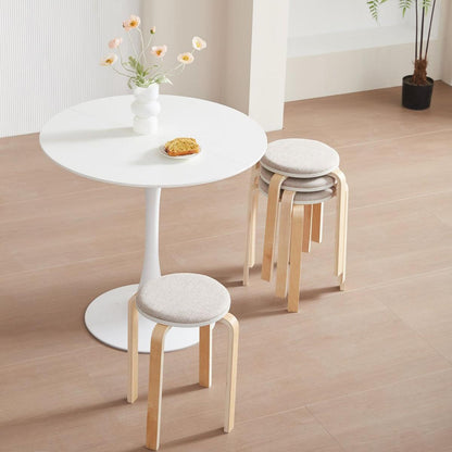 Set of 4 Stackable Stools, Stackable Bentwood Stools, Round Backless Chairs for Dining Room, Kitchen, Classroom