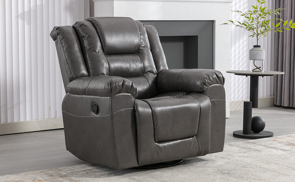 360Swivel and Rocking Home Theater Recliner Manual Recliner Chair with Wide Armrest for Living Room,Bedroom, Grey