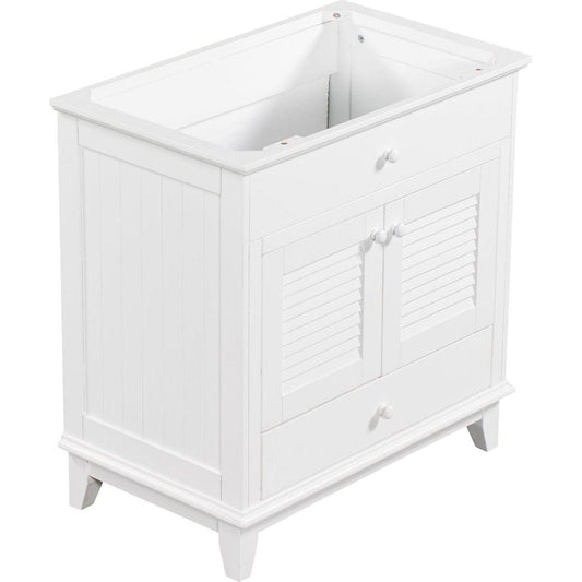 30" Bathroom Vanity Base without Sink, Bathroom Cabinet with Two Doors and One Drawer, White