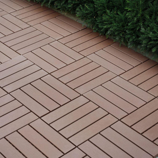 Plastic Interlocking Deck Tiles,44 Pack Patio Deck Tiles,12"x12" Square Waterproof Outdoor All Weather Use, Patio Decking Tiles for Poolside Balcony Backyard, Brown