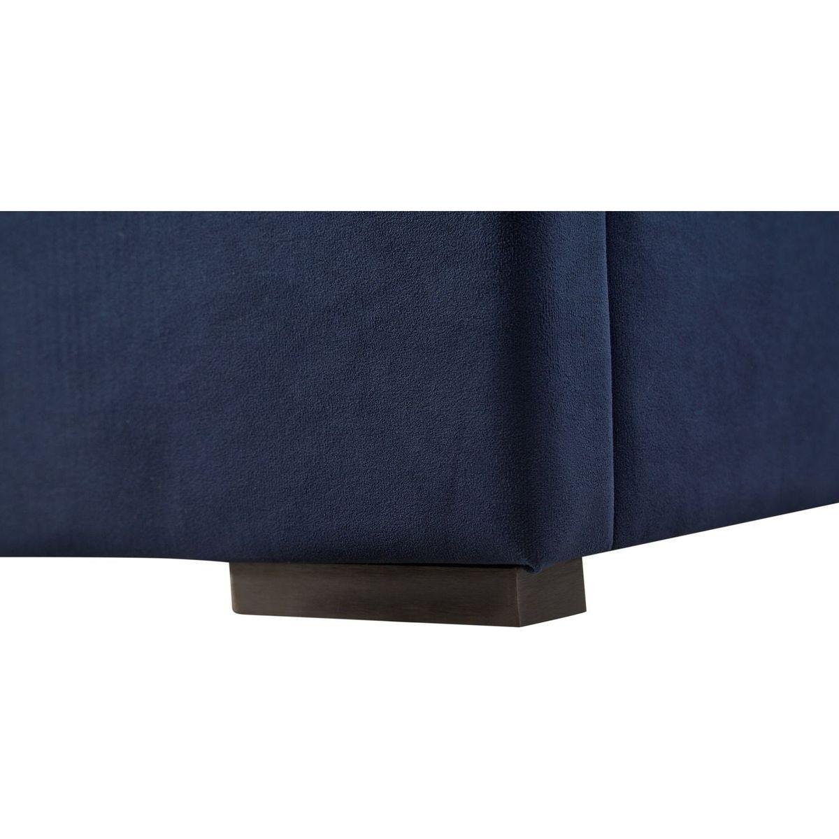 Queen Size Velvet Bed Frame/Vertical Channel Tufted Wingback Headboard/Upholstered Platform Bed/Strong Wooden Slats/No Box Spring Needed/Easy AssemblyRoyal blue