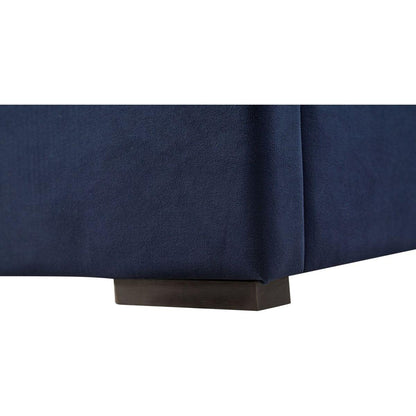 Queen Size Velvet Bed Frame/Vertical Channel Tufted Wingback Headboard/Upholstered Platform Bed/Strong Wooden Slats/No Box Spring Needed/Easy AssemblyRoyal blue