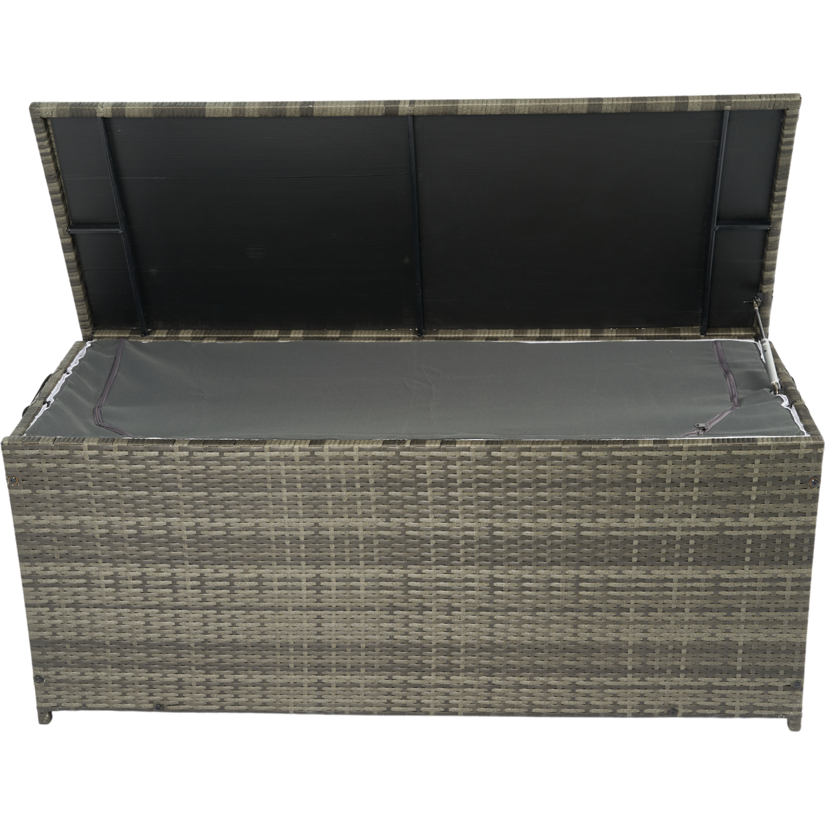 Outdoor Storage Box, 113 Gallon Wicker Patio Deck Boxes with Lid, Outdoor Cushion Storage for Kids Toys, Pillows, Towel Grey Wicker