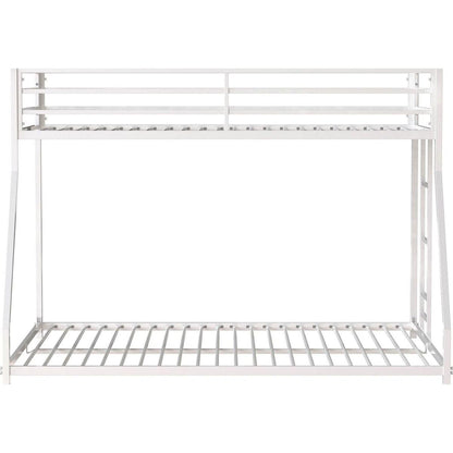 Adam Sturdy Twin over Full Metal Bunk White for Kids and Adult, Low Profile and Easy Climbing with Stable Ladder