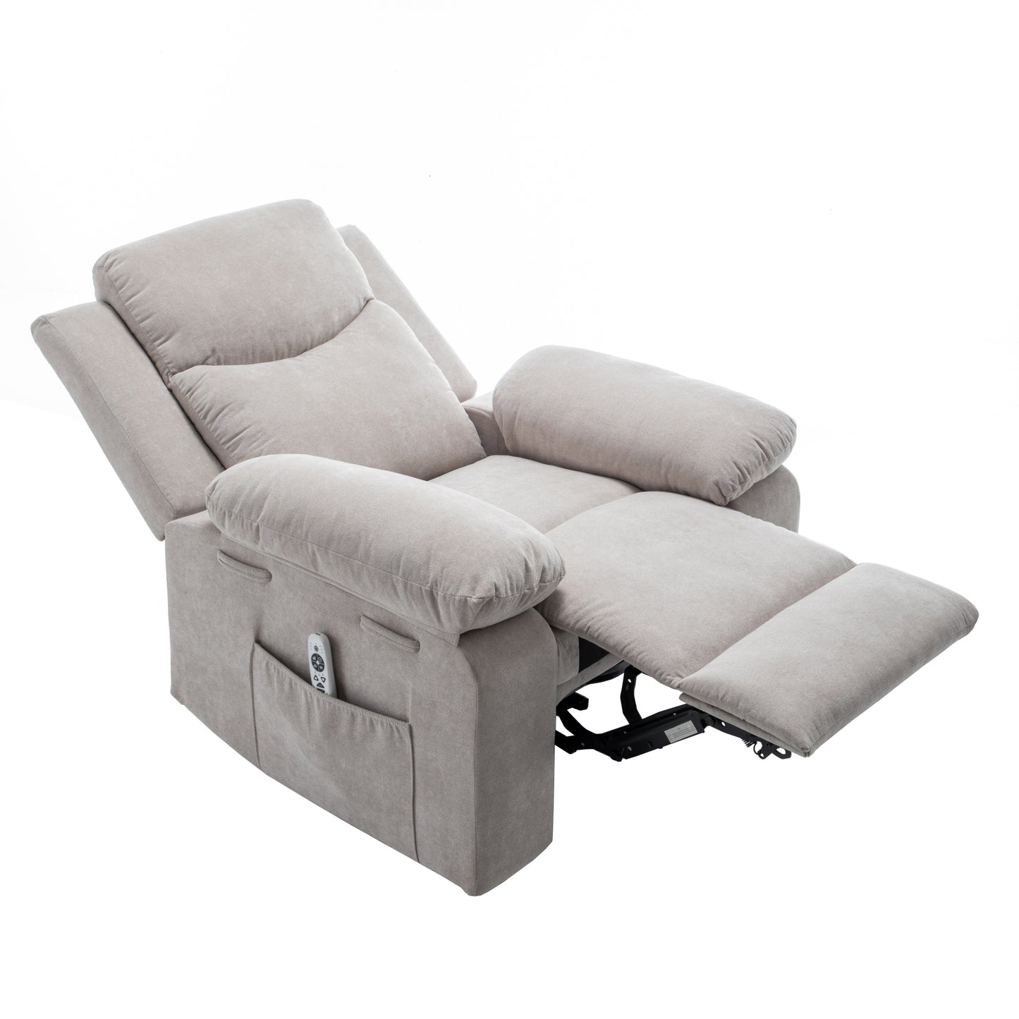 Power Recliner Chair with Adjustable Massage Function, Recliner Chair with Heating System for Living Room, Beige color fabric