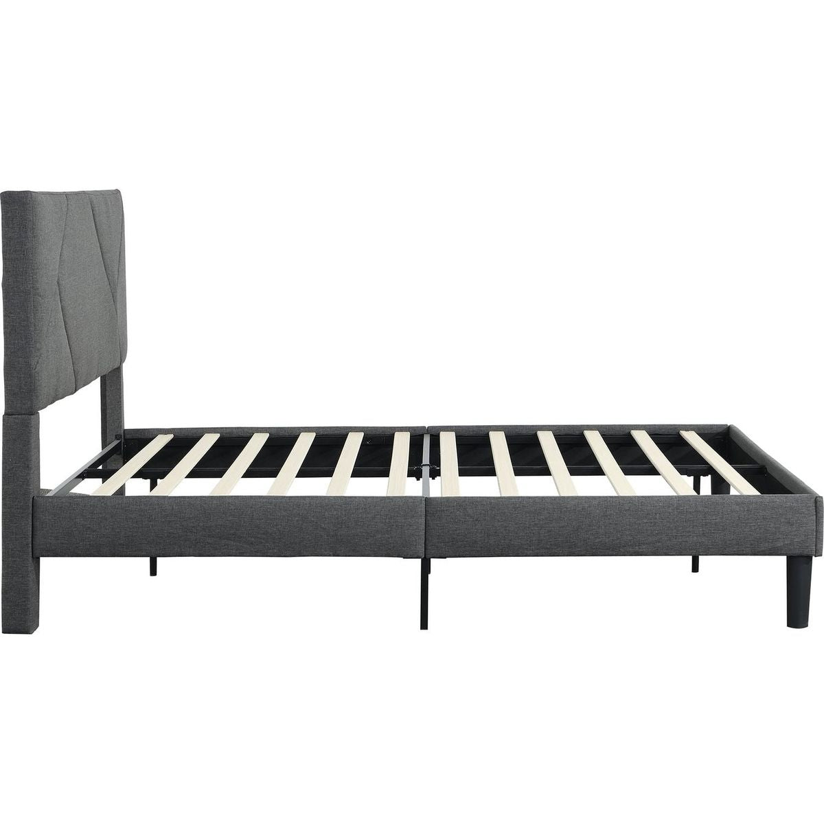 Full Size Upholstered Platform Bed Frame with Headboard, Strong Wood Slat Support, Mattress Foundation, No Box Spring Needed, Easy Assembly, Gray