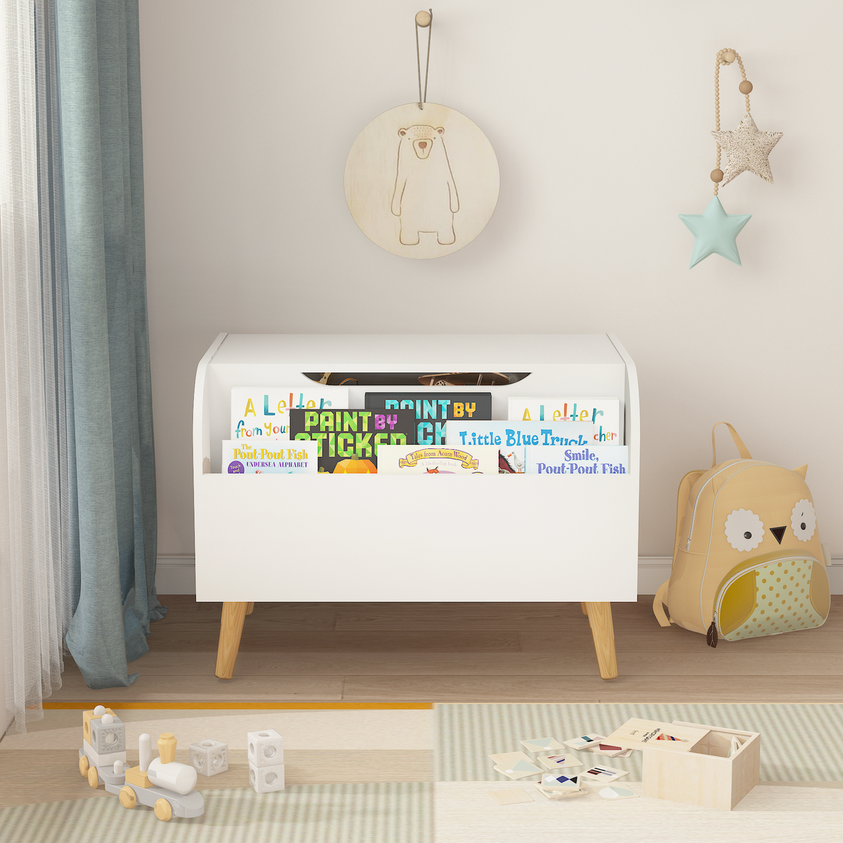Multipurpose Toy Box with Bookshelf in White (23.62 Multipurpose Toy Box with Bookshelf in White (23.62