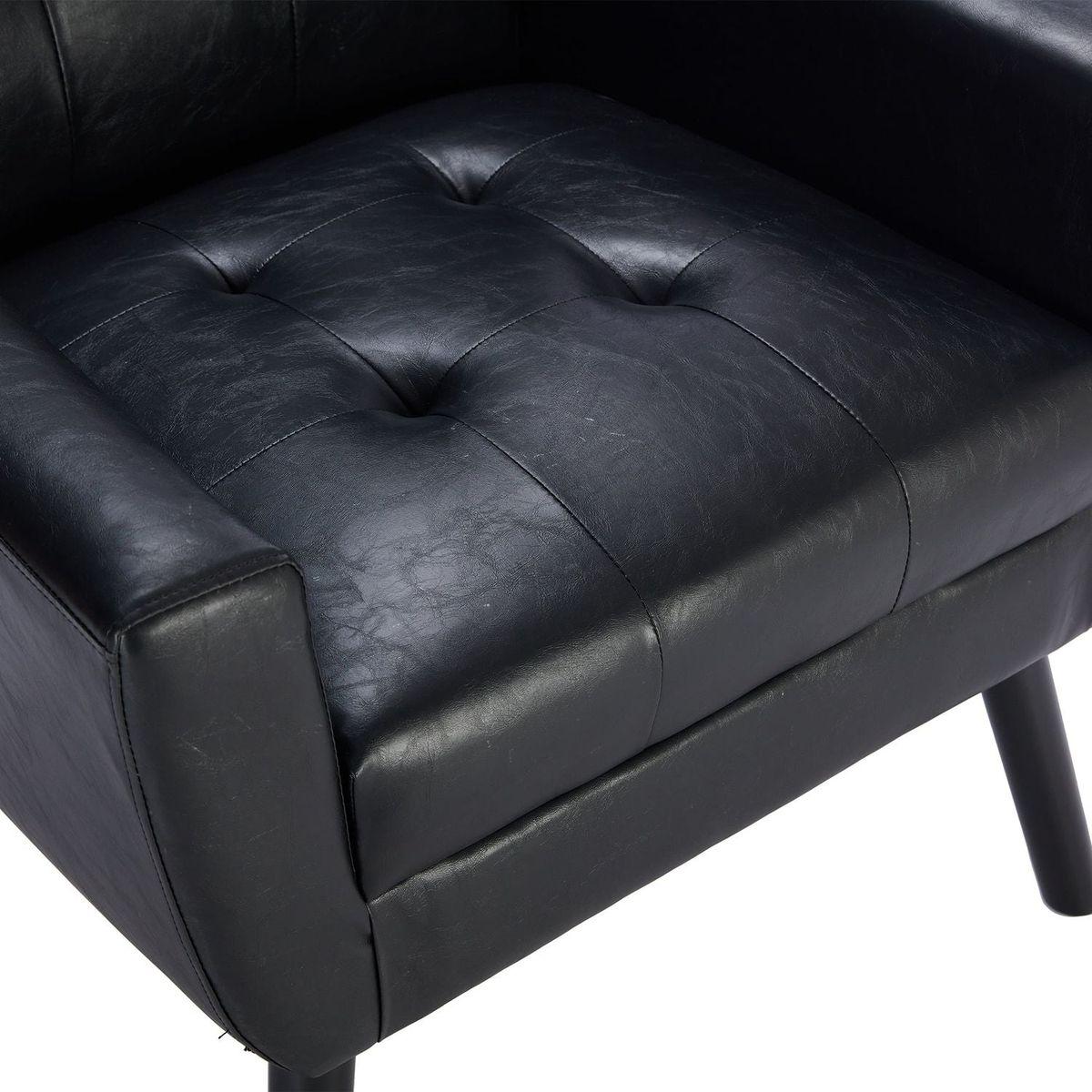 Modern Soft Leather Material Ergonomics Accent Chair Living Room Chair Bedroom Chair Home Chair With Black Legs For Indoor Home-Black PU