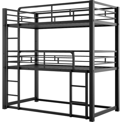 Metal Twin Size Triple Bunk Bed, Black - Streamdale Furniture