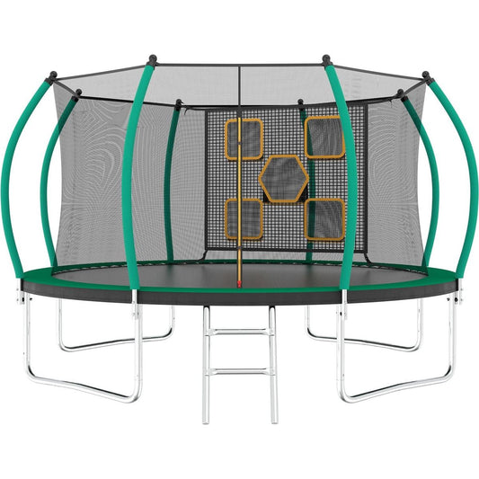 12FT Trampoline, Outdoor Trampolines for Kids and Adults, Recreational Trampoline with Enclosure Net & Ladder, Round Trampoline ASTM Approved