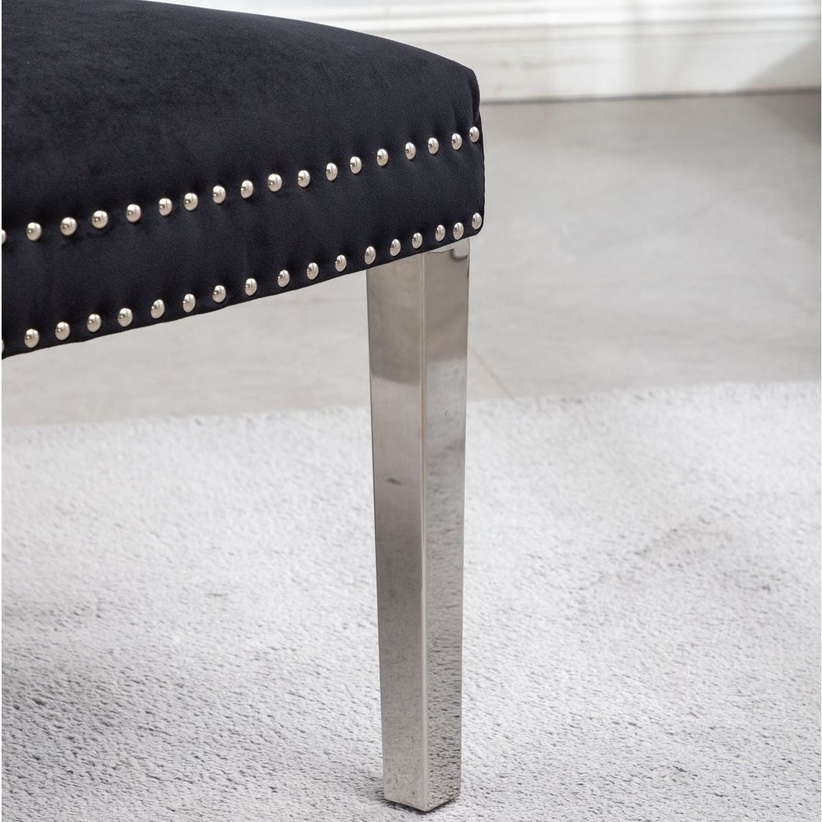 Montura Contemporary Tufted Velvet Chair with Nailhead Trim, Set of 2, Black