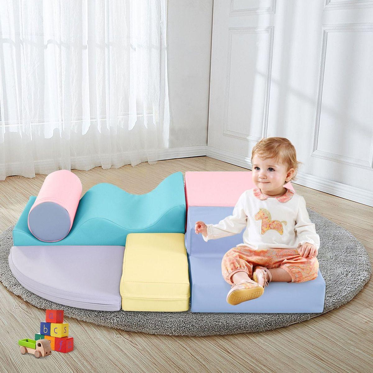Soft Climb and Crawl Foam Playset 6 in 1, Soft Play Equipment Climb and Crawl Playground for Kids,Kids Crawling and Climbing Indoor Active Play Structure
