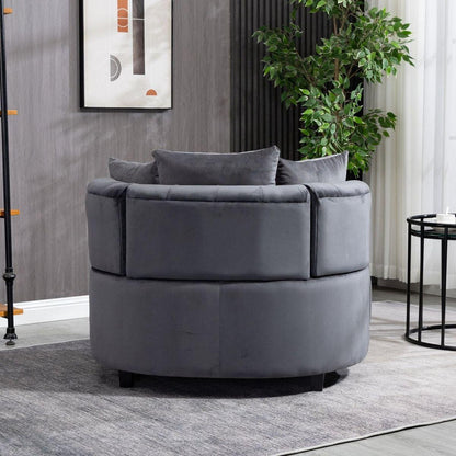 Accent Chair / Classical Barrel Chair for living room / Modern Leisure Chair (Grey)