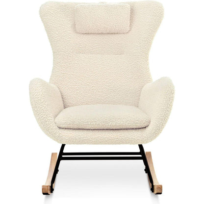 Rocking Chair - with rubber leg and cashmere fabric, suitable for living room and bedroom