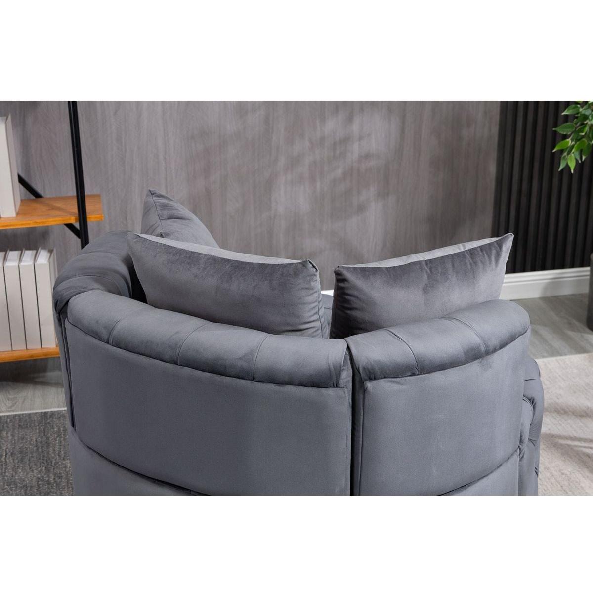 Accent Chair / Classical Barrel Chair for living room / Modern Leisure Chair (Grey)