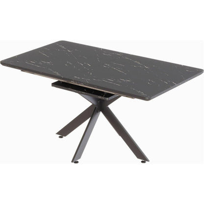 62.4" Extendable 78.15"Very large Black Dining Table Modern Mid-Century Kitchen Table Set for Dining Room, party Table,Conference table,Black metal X shape Legs.