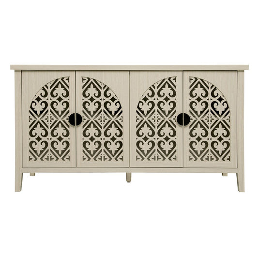 Hollowed-out Cabinet with 4 Doors, American Furniture, Suitable for Bedroom, Living Room, Study