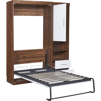 Twin Size Murphy Bed Wall Bed with Cabinet,White