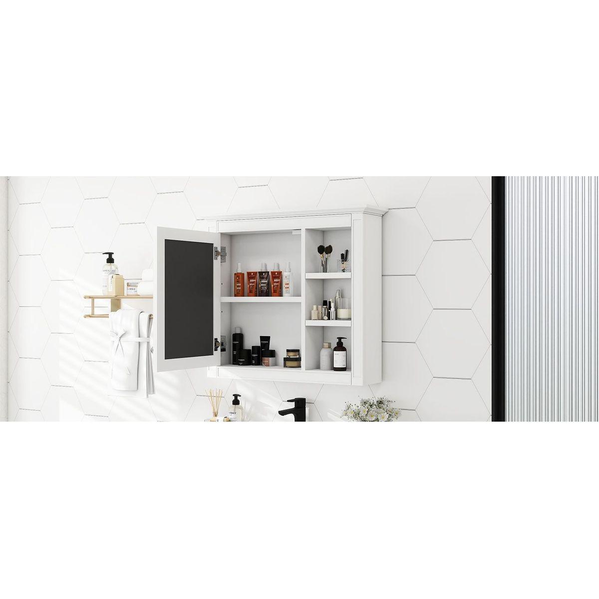 30" x 28" Medicine Cabinet, Wall Mounted Bathroom Storage Cabinet, Modern Bathroom Wall Cabinet with Mirror,Medicine Cabinet, Mirror Cabinet with 3 Open Shelves (Not Include Bathroom Vanity)