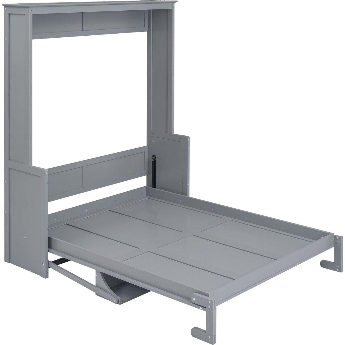 Queen Size Murphy Bed with a Shelf, Gray