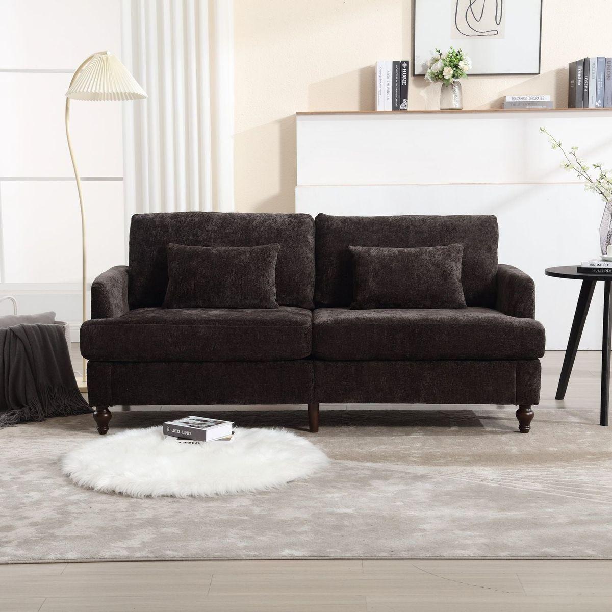 Modern chenille Fabric Loveseat, 2-Seat Upholstered Loveseat Sofa Modern Couch