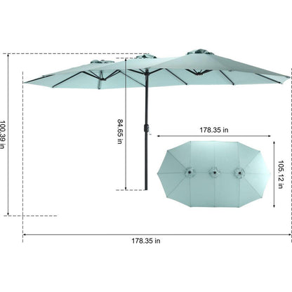 14.8 Ft Double Sided Outdoor Umbrella Rectangular Large with Crank (Navy blue)