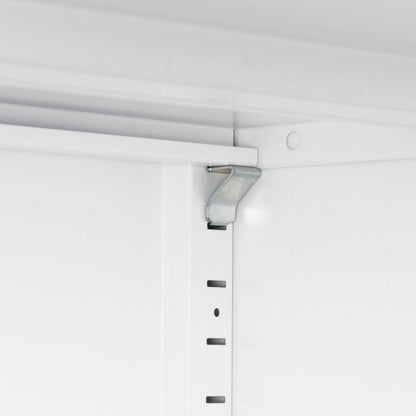 Metal Storage Cabinet with 2 Doors and 2 Adjustable Shelves, Steel Lockable Garage Storage Cabinet, Metal File Cabinet for Home Office School Gym, White